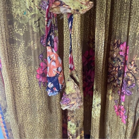 SOLD Anthropologie Citron Maxi Dress Bhanuni by Jyoti  with Tassels, Size XS - Picture 11 of 16